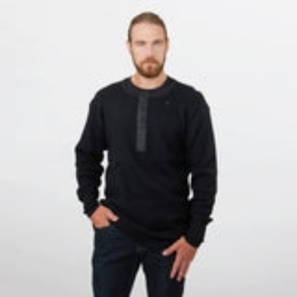 Clearance Sale Bundle Of 2 Wool Black Long Sleeve Henley Shirt